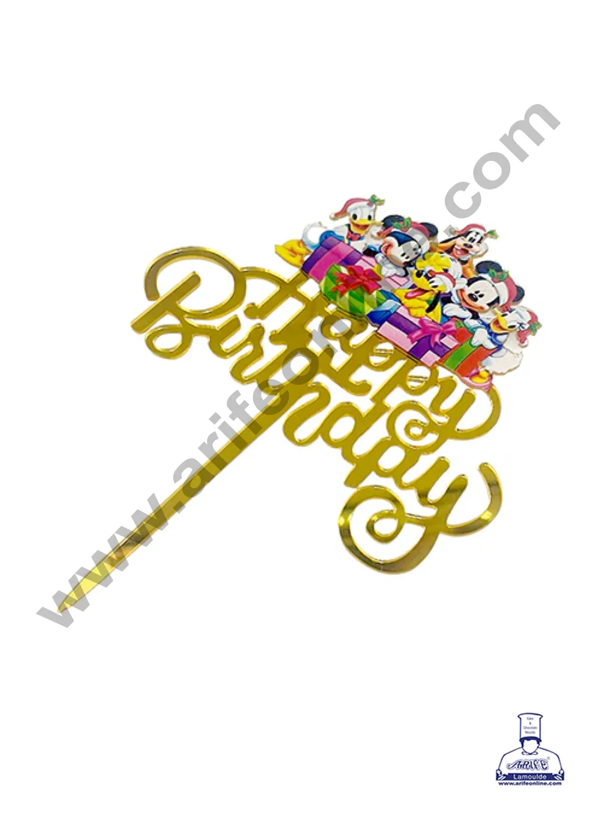 CAKE DECORβ’ 5 Inch Imported Printed Cake and Cupcake Topper - Happy Birthday Cutout With Mickey Mouse Cartoons Theme