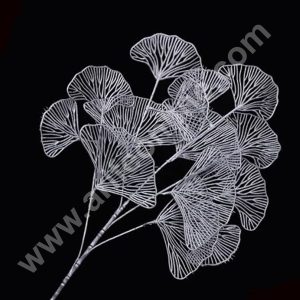 CAKE DECOR™ Silver Artificial Ginkgo Leaf | Decorative Item For Cake Decoration- 1 Stick