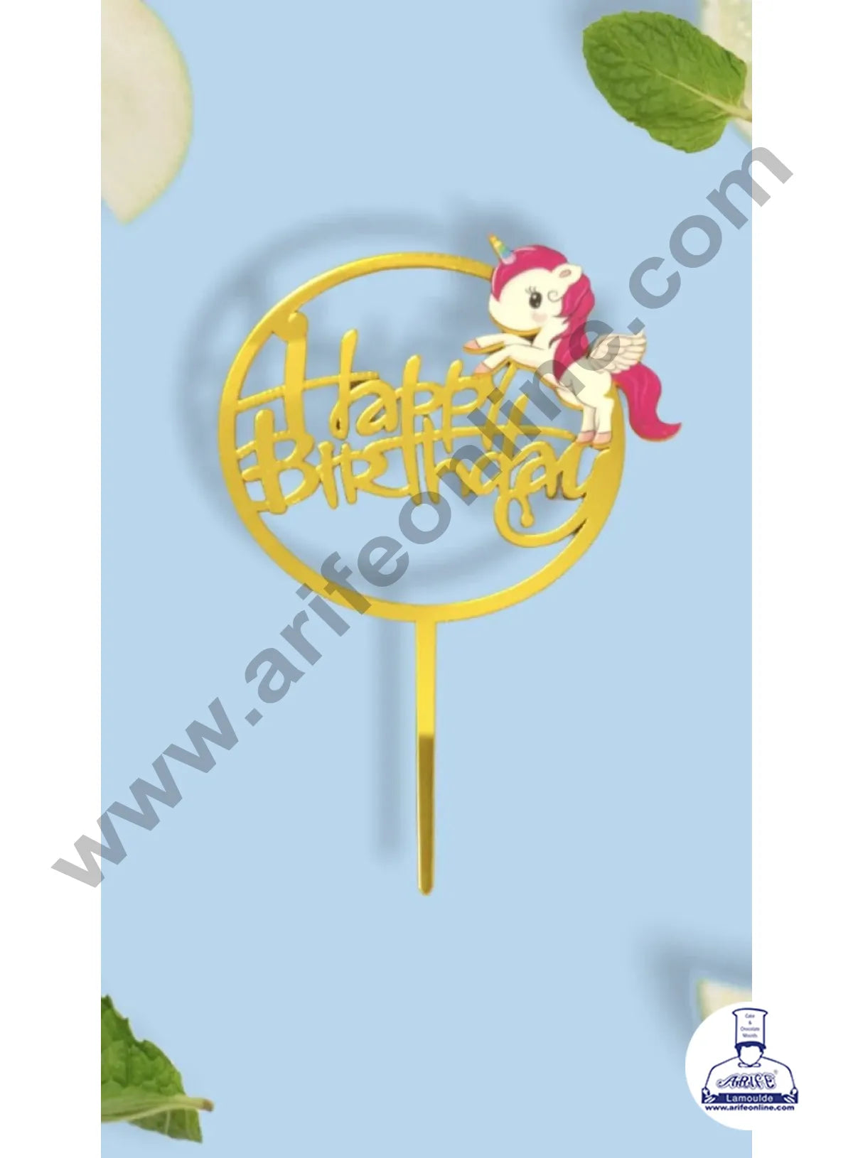 CAKE DECOR™ 5 Inch Imported Printed Cake and Cupcake Topper - Happy Birthday Unicorn Theme Cutout