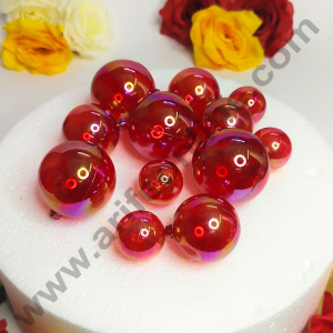 CAKE DECOR™ Red Crystal Bubble Balls Topper For Cake and Cupcake Decoration - Red ( 12 pcs Pack )