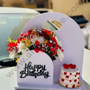 White Cake and Flower Hamper Stand  - CAKE DECOR™