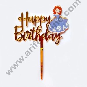 CAKE DECOR™ 5 Inch Imported Printed Cake and Cupcake Topper - Happy Birthday Cutout with Sophia