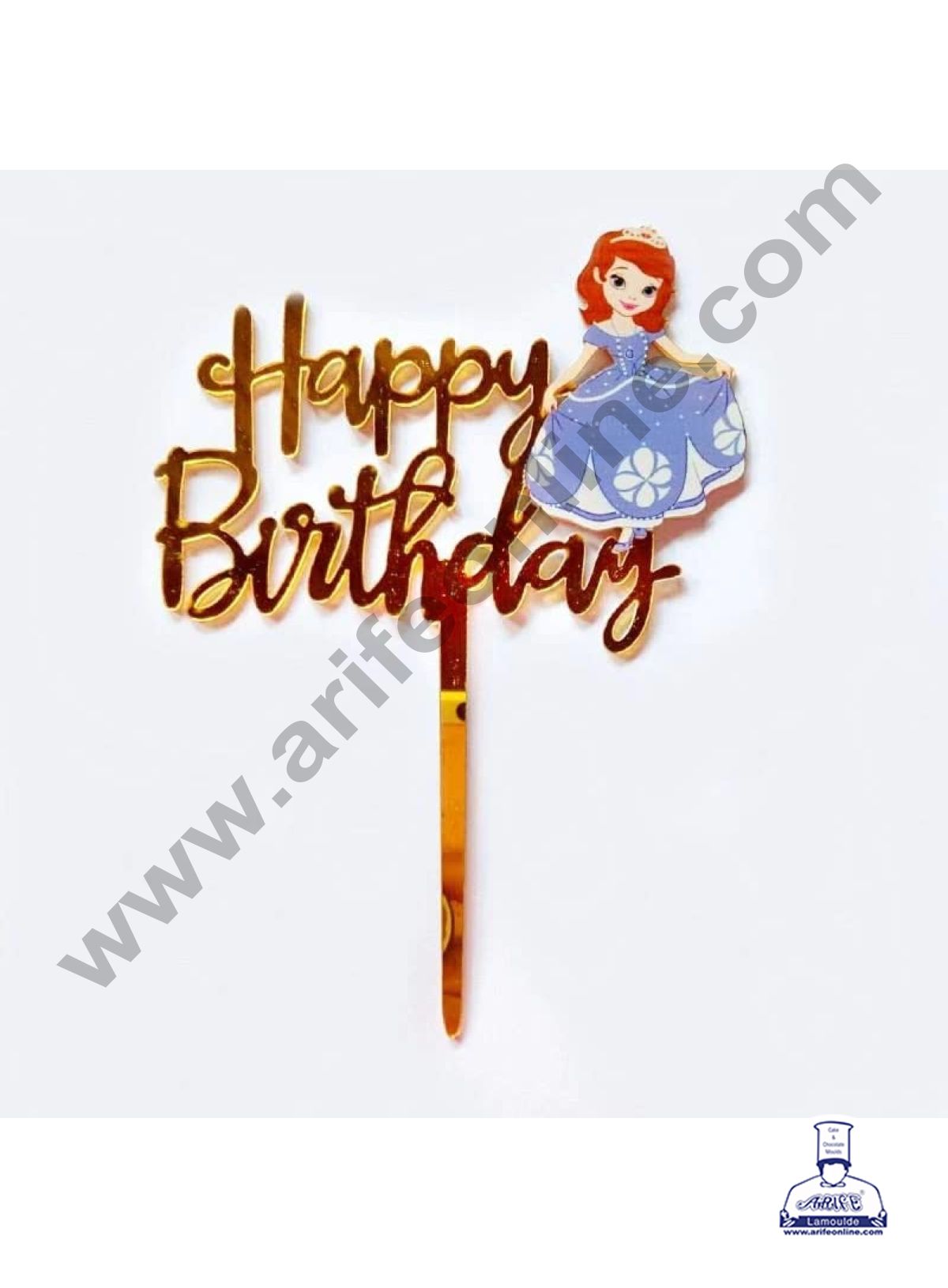 CAKE DECORβ’ 5 Inch Imported Printed Cake and Cupcake Topper - Happy Birthday Cutout with Sophia