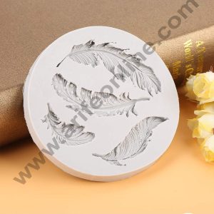 Cake Decor Silicone 4 Cavity Feather Shape Pink Fondant Marzipan Mould