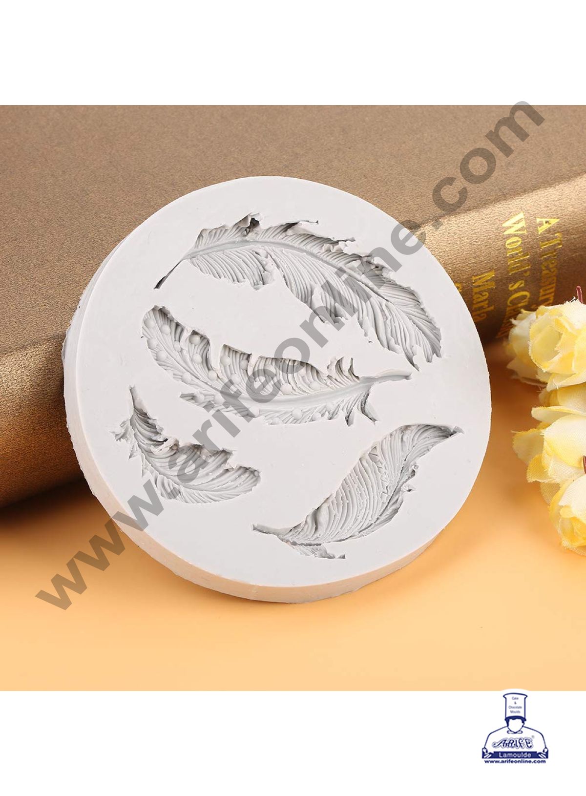 Cake Decor Silicone 4 Cavity Feather Shape Pink Fondant Marzipan Mould