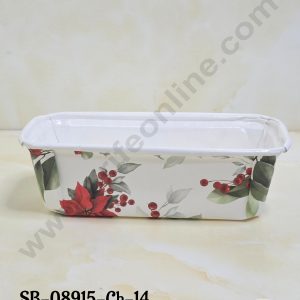 CAKE DECOR™ Bake & Serve Paper Baking Mould - Christmas Theme  Plum Cake Mould - Poinsettias & holy leaves printed  (10 Pcs Pack)(Design-13)