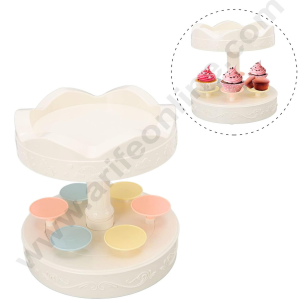 CAKE DECOR™ 2 Layer Rotating Cup Cake And Mini Cake Stand