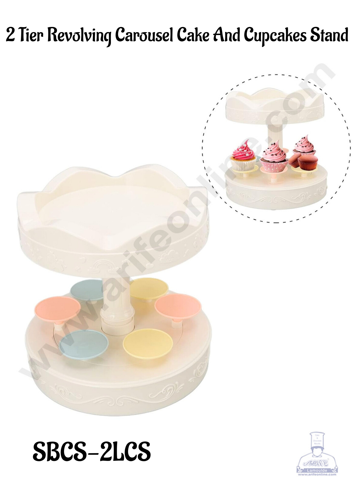 CAKE DECOR™ 2 Layer Rotating Cup Cake And Mini Cake Stand