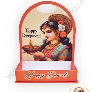 Happy Diwali Foldable Hamper Stand -Orange- 1Pc- CAKE DECORβ’