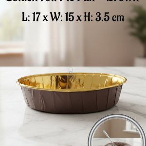 CAKE DECOR™ Golden Foil Coated Bake and Serve Pie Pan - Brown |5 Piece Pack|L: 17 x W: 15 x H: 3.5 cm|