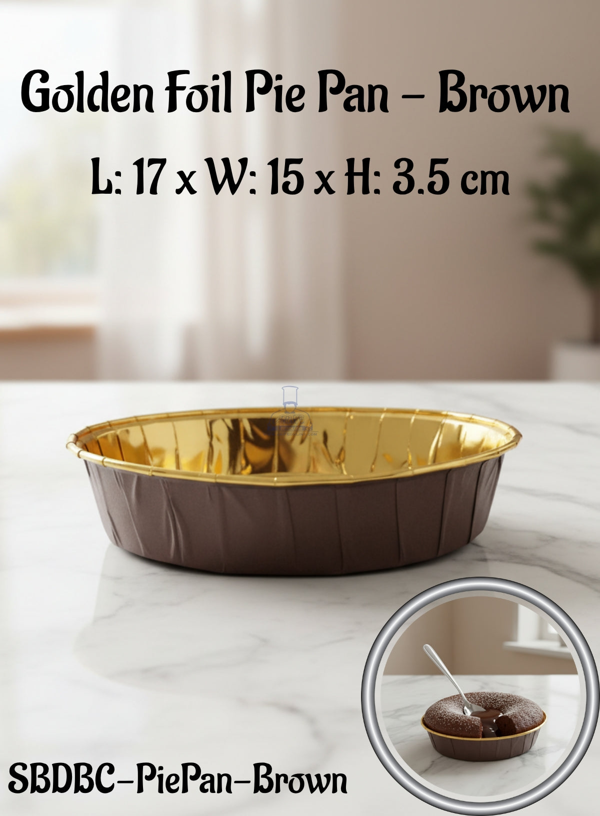 CAKE DECORβ’ Golden Foil Coated Bake and Serve Pie Pan - Brown |5 Piece Pack|L: 17 x W: 15 x H: 3.5 cm|