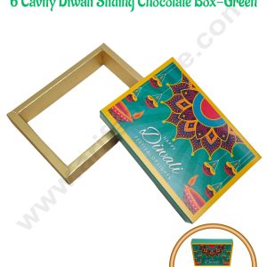 6 Cavity Diwali Sliding Chocolate Box Without Cavity - Green (10 Pcs Pack) - CAKE DECOR™