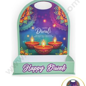Happy Diwali Foldable Hamper Stand -Light Green- 1Pc- CAKE DECORβ’