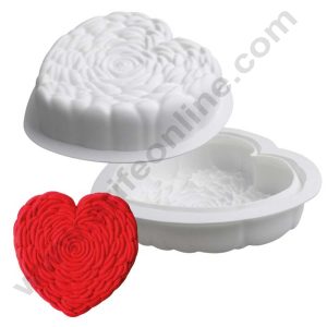 CAKE DECORβ’ 1 Big Rose Texture Heart Shape Silicone Mould Cake Mould Baking Moulds