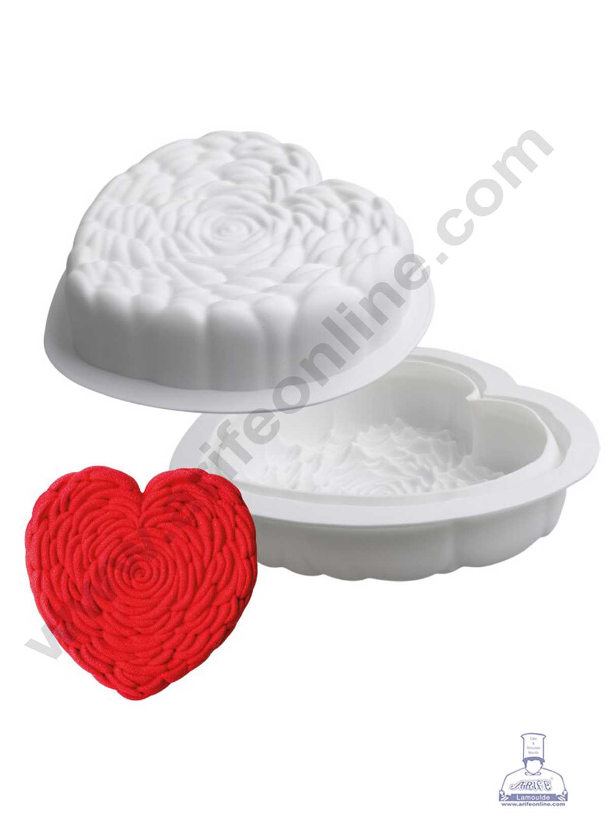 CAKE DECORβ’ 1 Big Rose Texture Heart Shape Silicone Mould Cake Mould Baking Moulds