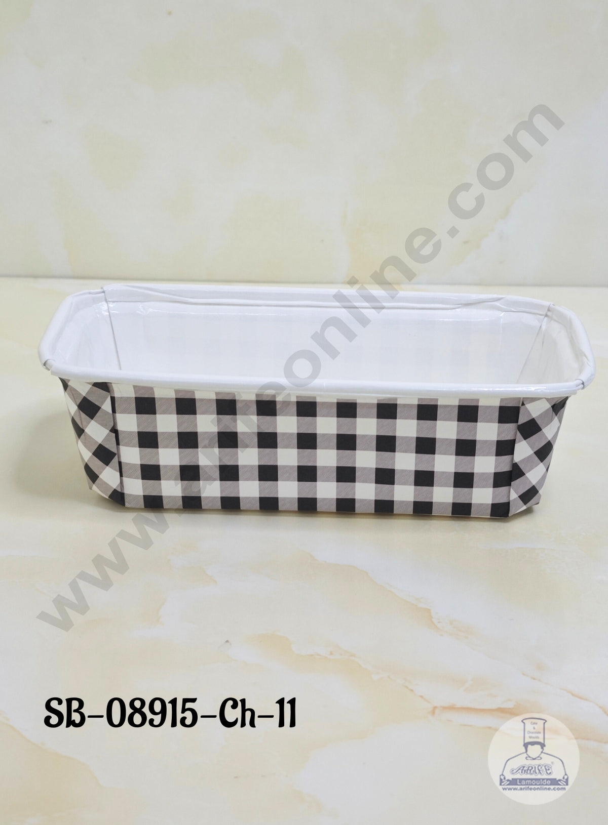 CAKE DECOR™ Bake & Serve Paper Baking Mould - Christmas Theme Plum Cake Mould - B/W checks (10 Pcs Pack)(Design-11)