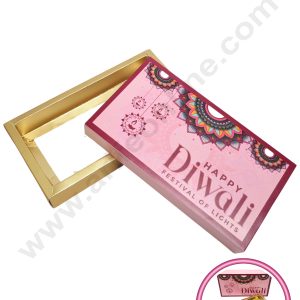 8 Cavity Diwali Sliding Chocolate Box Without Cavity - Baby Pink (10 Pcs Pack) - CAKE DECOR™
