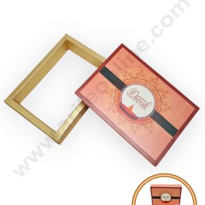 6 Cavity Diwali Sliding Chocolate Box Without Cavity - Peach (10 Pcs Pack) - CAKE DECOR™