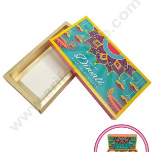 8 Cavity Diwali Sliding Chocolate Box Without Cavity - Green (10 Pcs Pack) - CAKE DECOR™