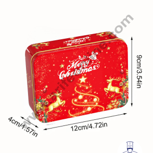 Cake Decor ™ Merry Christmas Tins Rectangle Shape - 01 | Rectangle Storage Containers Tins | 1 Pc Pack