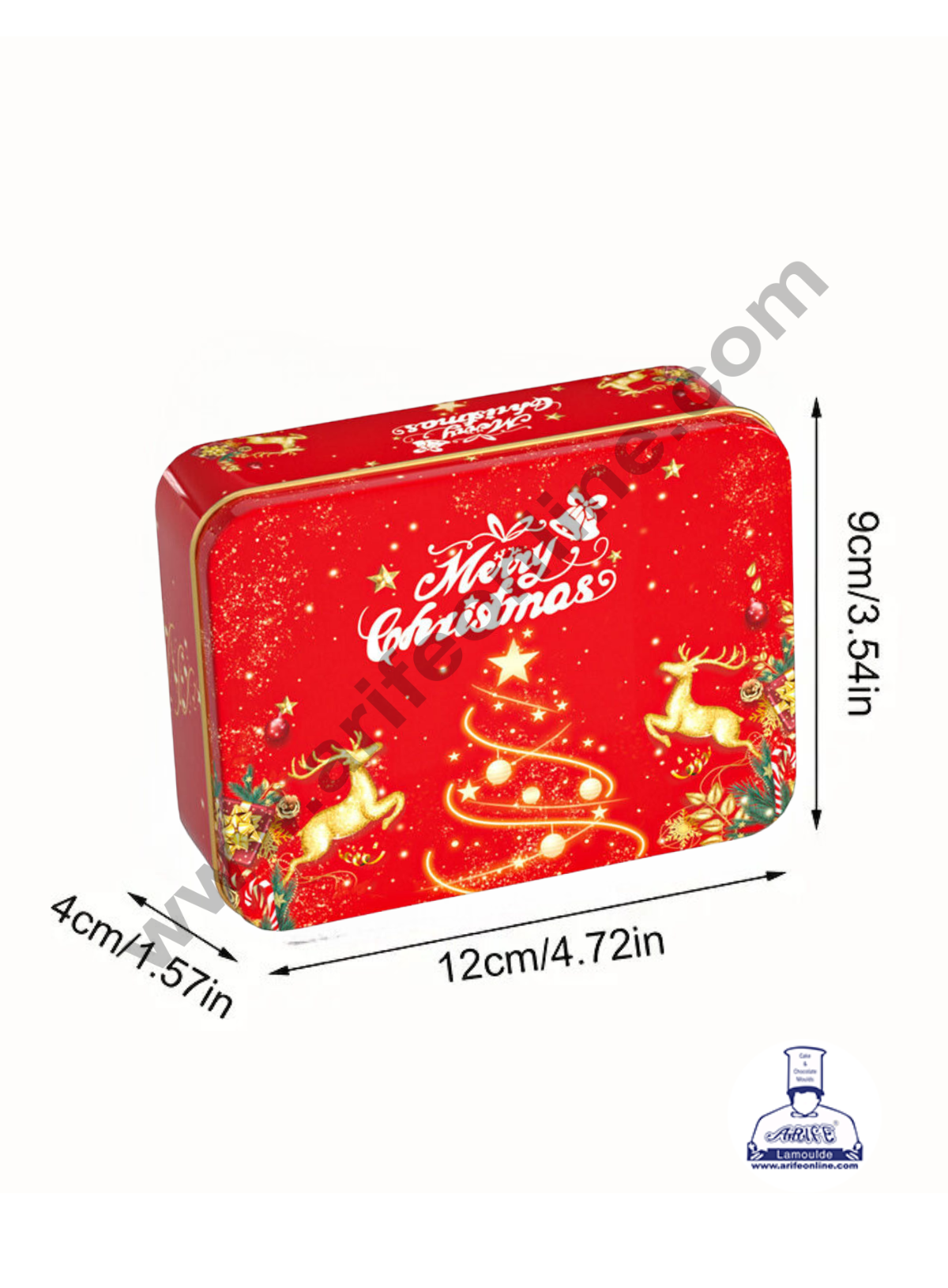 Cake Decor β’ Merry Christmas Tins Rectangle Shape - 01 | Rectangle Storage Containers Tins | 1 Pc Pack