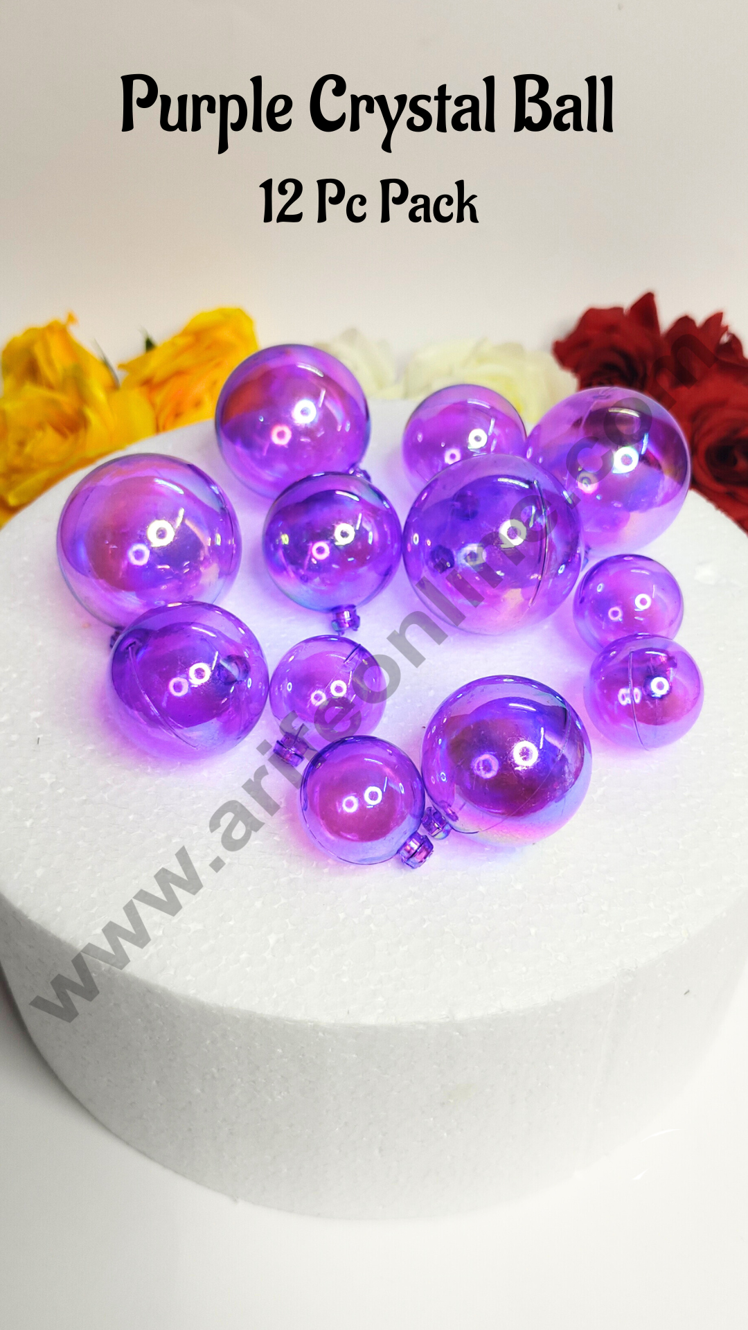 CAKE DECOR™ Purple Crystal Bubble Balls Topper For Cake and Cupcake Decoration - Purple ( 12 pcs Pack )