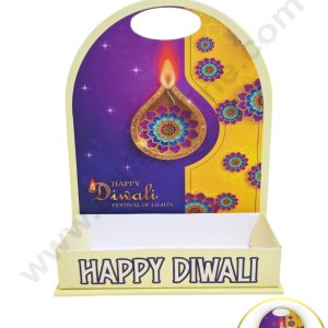 Happy Diwali Foldable Hamper Stand -Light Yellow- 1Pc- CAKE DECORβ’