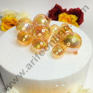 CAKE DECOR™ Light Yellow Crystal Bubble Balls Topper For Cake and Cupcake Decoration - Light Yellow ( 12 pcs Pack )