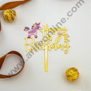 CAKE DECOR™ 5 Inch Imported Printed Cake and Cupcake Topper - Acrylic Pink Unicorn Cake Topper - 12