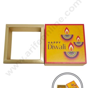 4 Cavity Diwali Sliding Chocolate Box Without Cavity - Yellow (10 Pcs Pack) - CAKE DECOR™