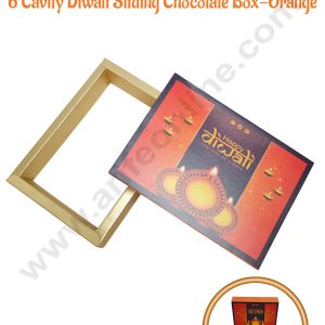 6 Cavity Diwali Sliding Chocolate Box Without Cavity - Orange (10 Pcs Pack) - CAKE DECOR™