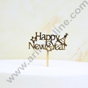 CAKE DECORβ’ 3 inch Acrylic Stylish Happy New Year with a Cap Cutout Cake Topper Cake Decoration | 10 piece pack(SBMT - 6035)