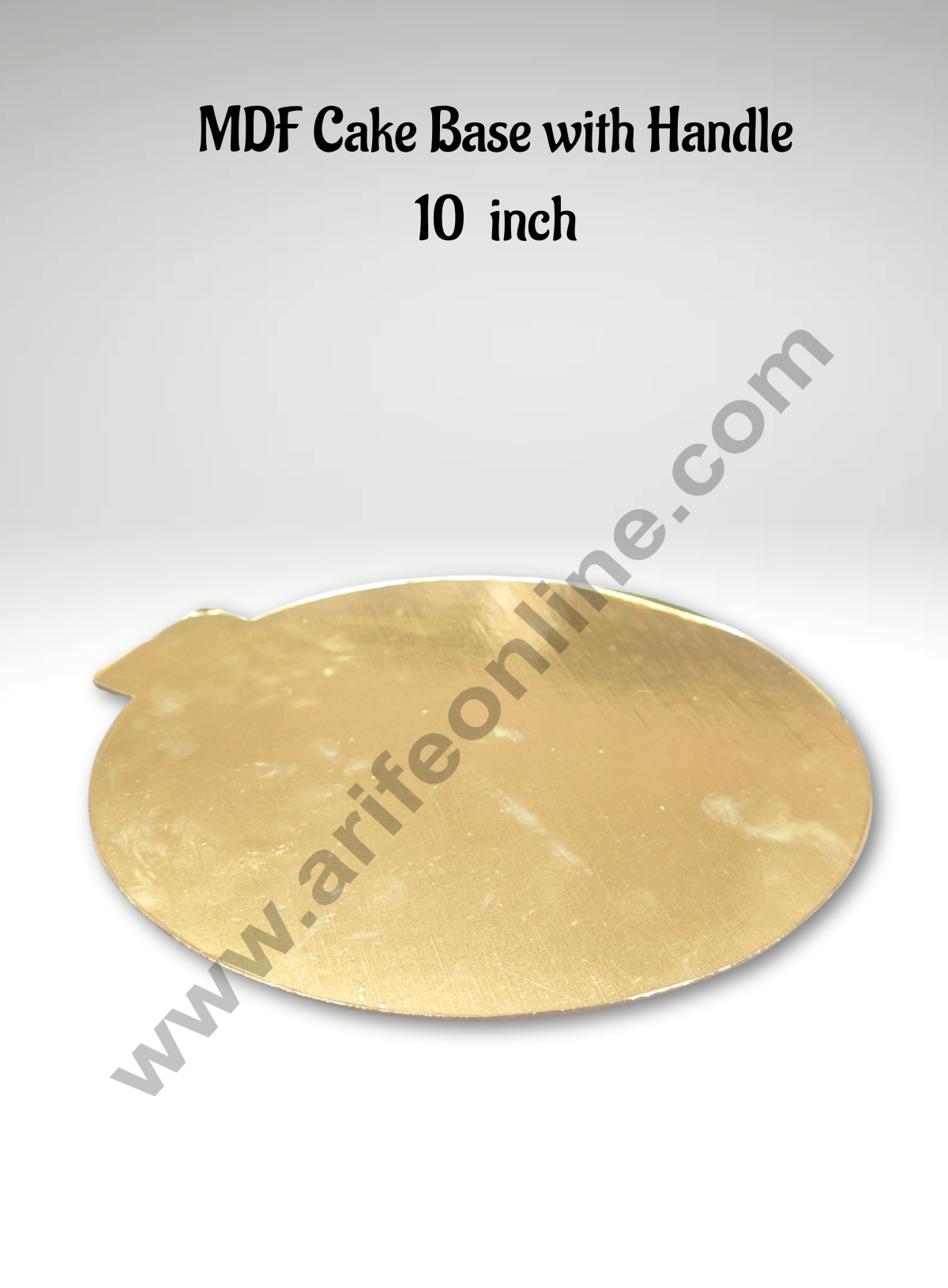 Cake Decor MDF Cake Base Gold Color with Handle 10 Pieces Round - 10 inch