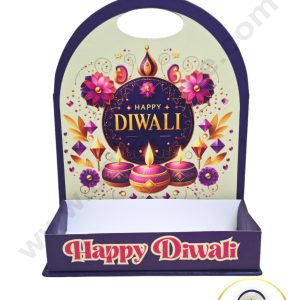 Happy Diwali Foldable Hamper Stand - Purple - 1Pc- CAKE DECORβ’