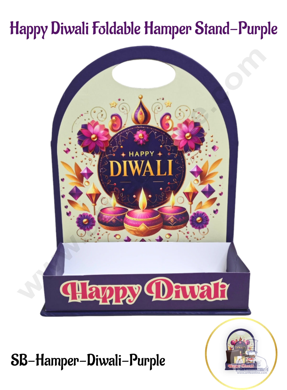 Happy Diwali Foldable Hamper Stand - Purple - 1Pc- CAKE DECOR™