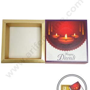 4 Cavity Diwali Sliding Chocolate Box Without Cavity - Red (10 Pcs Pack) - CAKE DECOR™