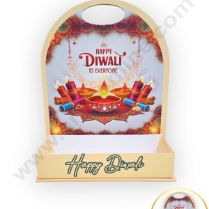 Happy Diwali Foldable Hamper Stand - Yellow - 1Pc- CAKE DECORβ’