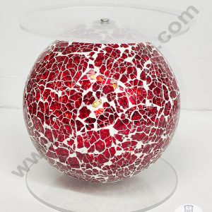 CAKE DECOR™ Red Crystal Glass Mosaic Disco Ball Cake Spacer For Cake and Cupcake Decoration - 6 X 6 inch