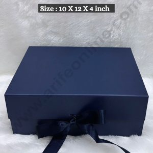 CAKE DECOR™ Royal Blue Color Folding Hard Hamper Box with ribbon |10X12X4 inch | Gift Box | Present Box - 1 Pc |  (SBBX-HFFB-D11)