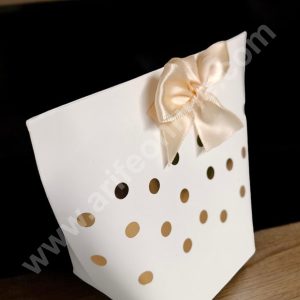 CAKE DECOR™ Goodie Bag For Hampers | Chocolate Box Hamper Box 10 Pcs Pack - Cream Ribbon SBGB-64-Cr
