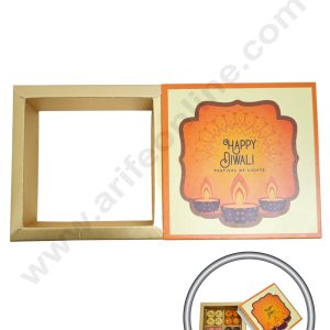 4 Cavity Diwali Sliding Chocolate Box Without Cavity - :ight Yellow   (10 Pcs Pack) - CAKE DECOR™