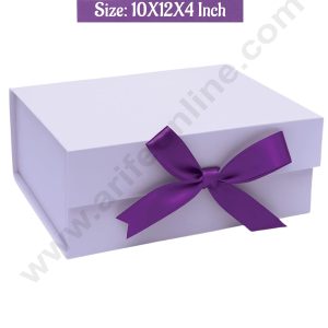 CAKE DECORβ’ Lavender Color Folding Hard Hamper Box with ribbon | 10X12X4 Inch | Gift Box | Present Box - 1 Pc | (SBBX-HFFB-D14)