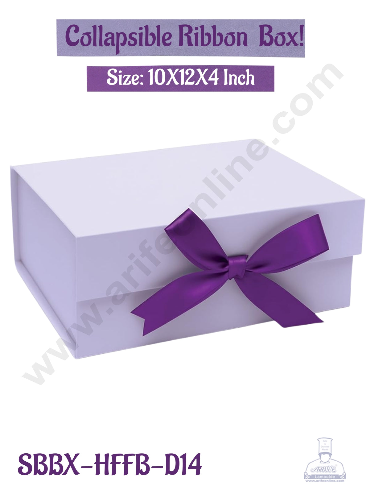 CAKE DECORβ’ Lavender Color Folding Hard Hamper Box with ribbon | 10X12X4 Inch | Gift Box | Present Box - 1 Pc | (SBBX-HFFB-D14)