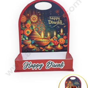 Happy Diwali Foldable Hamper Stand - Red- 1Pc- CAKE DECORβ’