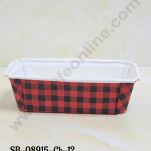 CAKE DECOR™ Bake & Serve Paper Baking Mould - Christmas Theme  Plum Cake Mould -  B/R checks  (10 Pcs Pack)(Design-12)