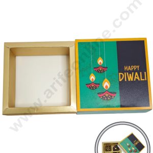 4 Cavity Diwali Sliding Chocolate Box Without Cavity - Green (10 Pcs Pack) - CAKE DECOR™