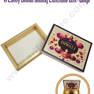 6 Cavity Diwali Sliding Chocolate Box Without Cavity - Beige(10 Pcs Pack) - CAKE DECOR™
