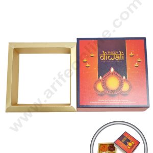 4 Cavity Diwali Sliding Chocolate Box Without Cavity - Orange (10 Pcs Pack) - CAKE DECOR™