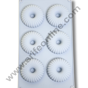 CAKE DECOR™ 6 cavity Donut Shape With Frill Design Silicone Mould 7 X 2cm | Muffin Mould
