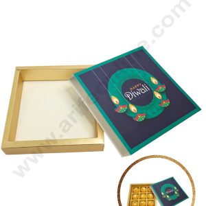 9 Cavity Diwali Sliding Chocolate Box Without Cavity - Dark Green (10 Pcs Pack) - CAKE DECOR™